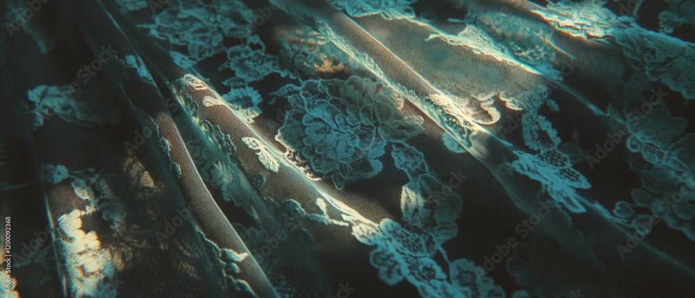 Poster Delicate lace fabric showcasing intricate patterns and transparency in an elegant display of design