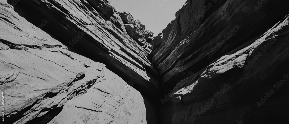Poster striking layered rock formation displaying distinct strata and varied textures in natural sunlight