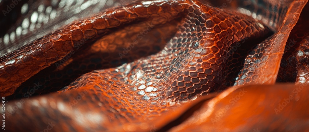 Poster embossed leather patterns showcasing rich textures and vibrant colors in detailed close-up view