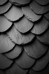 dark slate roof tiles arranged in fish pattern texture background