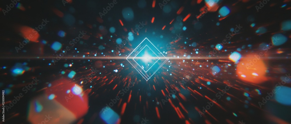 Aufkleber Lens flare overlay merges with dynamic background to create vibrant visual effects