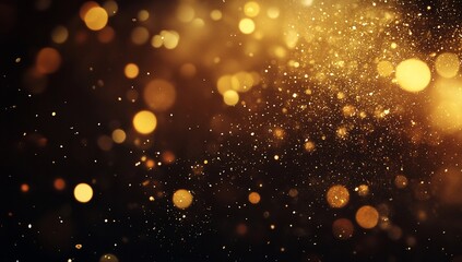 Fototapeta premium Golden bokeh lights sparkle on dark background.
