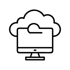 computer cloud icon, computer cloud line art - simple line art of computer cloud, perfect for computer cloud logos and icons and themed design 