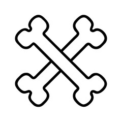 crossed bones icon, crossed bones line art - simple line art of crossed bones, perfect for crossed bones logos and icons and themed design 