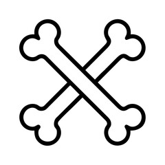 crossed bones icon, crossed bones line art - simple line art of crossed bones, perfect for crossed bones logos and icons and themed design 