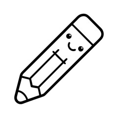 cute pencil icon, cute pencil line art - simple line art of cute pencil, perfect for cute pencil logos and icons and themed design 