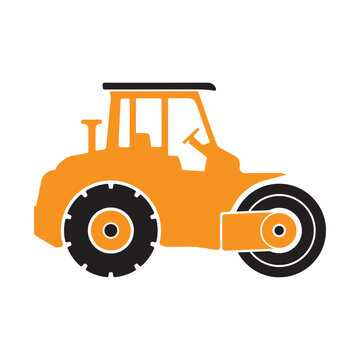 recommend clip art: Road Roller Construction Vehicle Flat Silhouette Color Icon Clip Art Vector