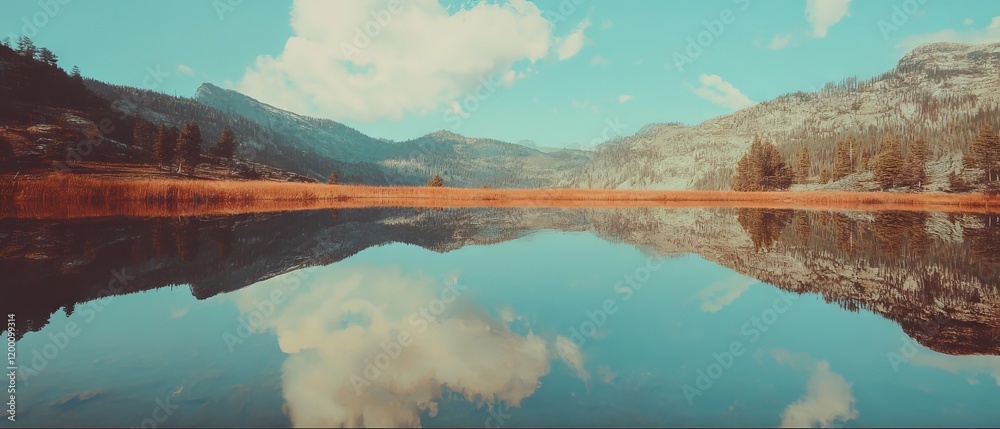 Poster magic mirrors create stunning reflections of otherworldly landscapes in serene nature setting