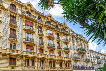 Beautiful historical building in Avenue Georges Clemenceau, Nice, France, French Riviera.