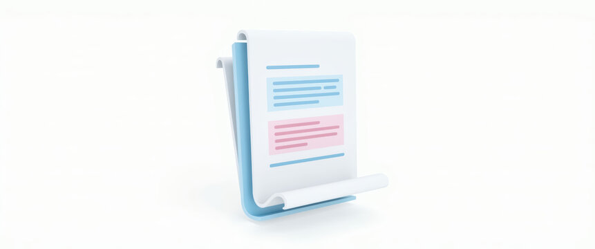 3d rendering of a minimalist document with pastel colors