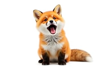 Fototapeta premium Surprised Fox Kit with Open Mouth on White Background