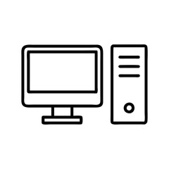 desktop pc icon, desktop pc line art - simple line art of desktop pc, perfect for desktop pc logos and icons and themed design 