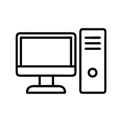 desktop pc icon, desktop pc line art - simple line art of desktop pc, perfect for desktop pc logos and icons and themed design 