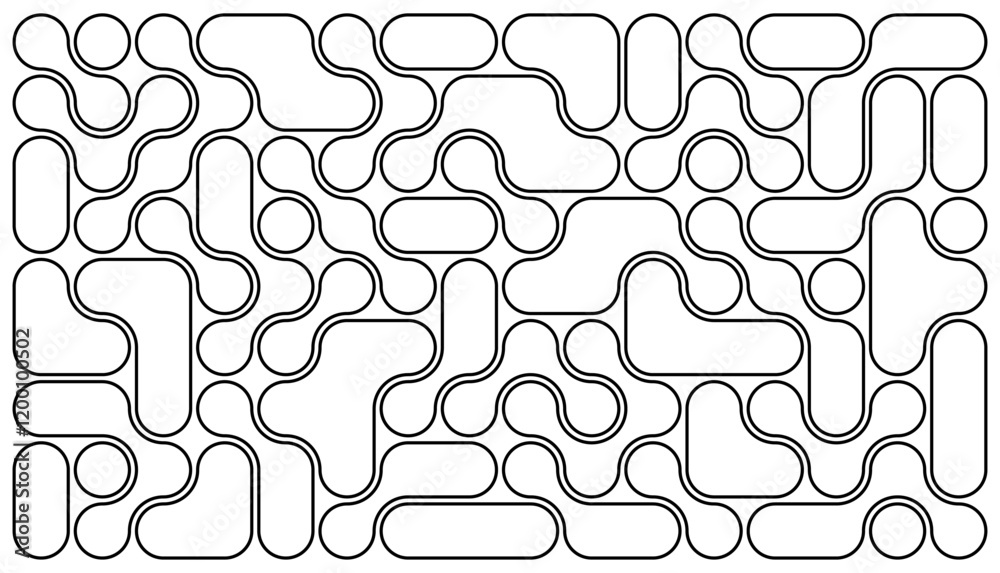 Wall mural background with black line liquid connected circle dots. metaballs pattern on white. abstract geomet