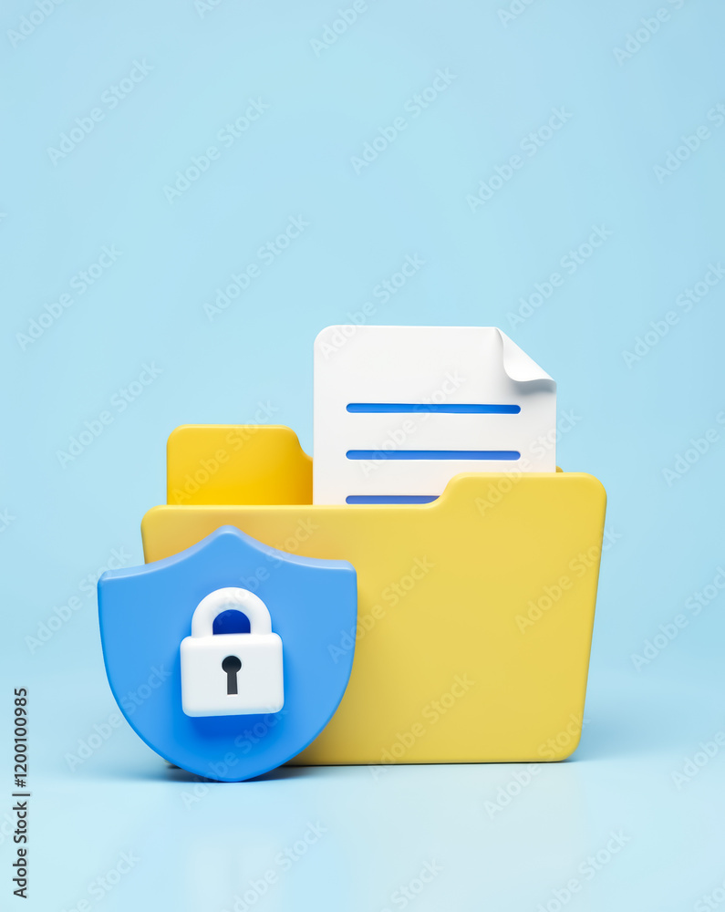 Poster secure digital document folder with shield and lock