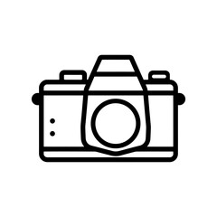 Sleek DSLR Camera Icon: Black Line Art for Digital Designs ui ux app web lens clean photo image focus