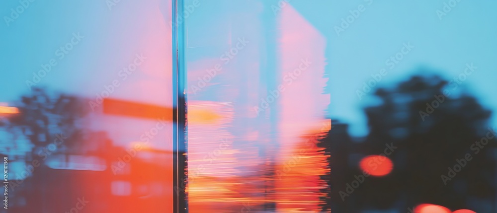 Poster Abstract reflections in a mirror showcasing vibrant colors and intriguing shapes at dusk