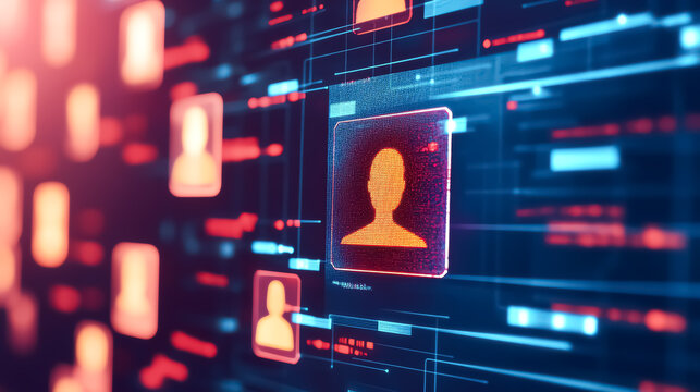 ID verification process glowing with advanced overlays, register enrollment verification, secure student data management