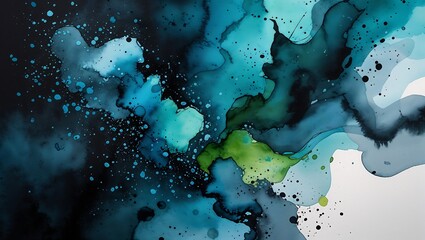 "Hand-Painted Watercolor Backgrounds in Navy Blue and Black, Creating a Beautifully Fluid and Artistic Canvas with Deep, Bold Tones for a Calming and Sophisticated Aesthetic"

