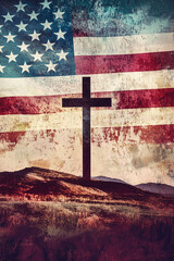 Jesus Christ on American flag background