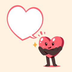 Cartoon heart character with speech bubble for design.