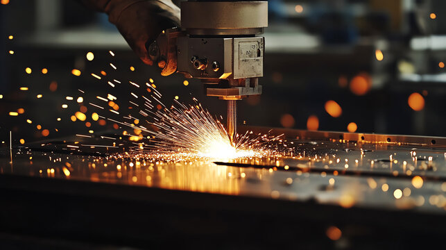 A worker programming a CNC machine to cut metal, CNC machining process, precision manufacturing