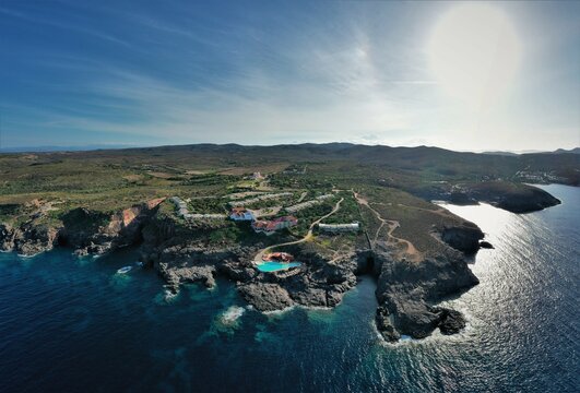 Sardinien Sant'Antioco Panoramen aus der Luft. Cala Grotta Aerial Bucht.
