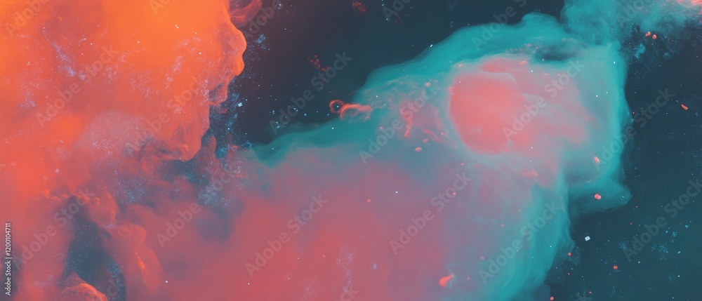 Poster nebula enveloped in swirling gases showcases a vibrant display of cosmic colors