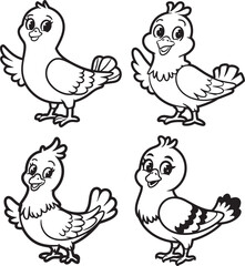 Cute Cartoon Birds Vector Set for Children