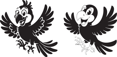 Fun and Playful Parrot Vector Illustrations