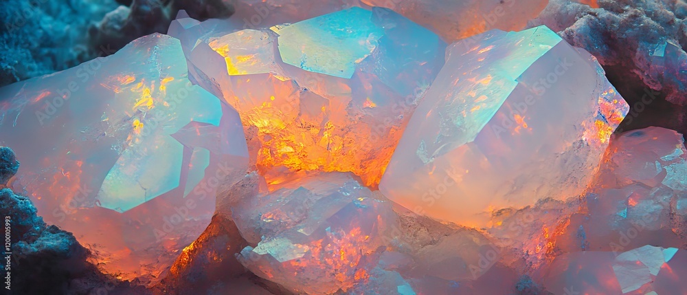 Aufkleber stunning opal displaying vibrant play-of-color and diverse textures in natural light setting