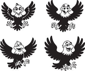 Cartoon Eagles in Various Poses for Design