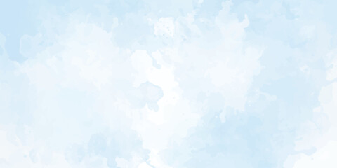A blue and white watercolor painting with a blue sky background abstract blue color clouds background, Vibrant clear blue sky with puffy and blurry natural clear clouds, watercolor background
