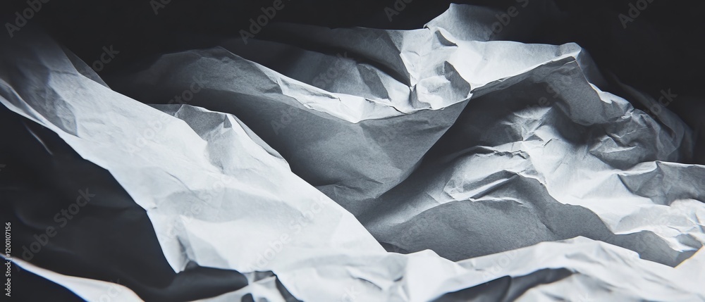 Poster Crumpled paper with torn edges revealing intricate textures in soft light