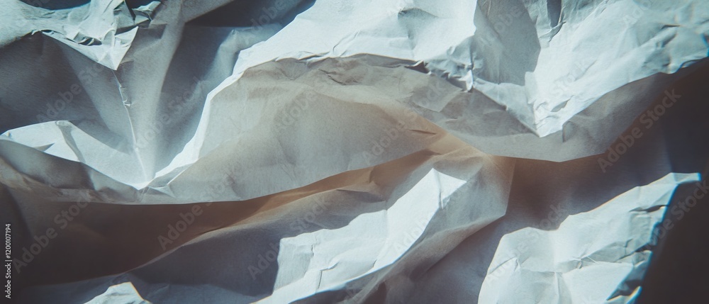 Aufkleber Crumpled paper showcasing unique texture and torn edges illuminated by soft light