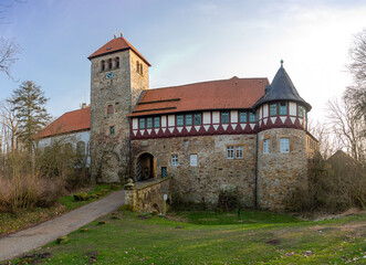 Fototapeta premium The Wohldenberg castle, a hill castle on the summit of Donnerberg in Germany