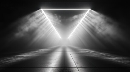 Mysterious light installation creates an atmospheric setting in an industrial space