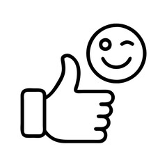 Obraz premium emoji thumbs up icon, emoji thumbs up line art - simple line art of emoji thumbs up, perfect for emoji thumbs up logos and icons and themed design 