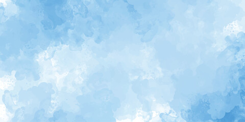 Abstract blue color clouds background, Vibrant clear blue sky with puffy and blurry natural clear clouds, watercolor background concept abstract cloudy sky  background