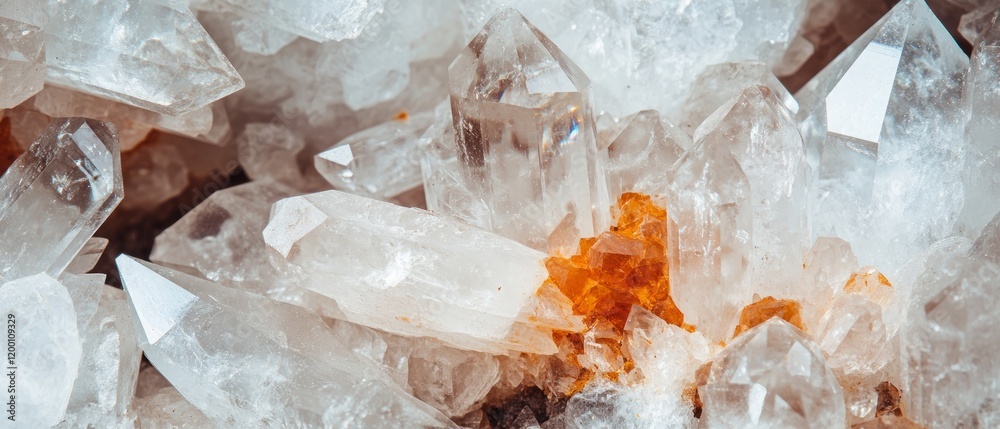 Aufkleber clear quartz crystal cluster with transparent texture showcasing unique formations and colors