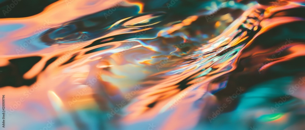 Aufkleber Ripples and reflections in reflective water create a vibrant abstract display at sunset