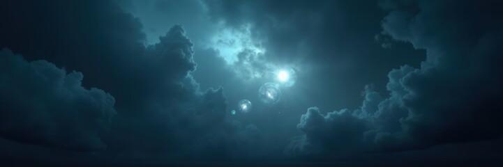 A dramatic sky filled with dark clouds and illuminating light, perfect for evoking mood in creative projects, presentations, or media.