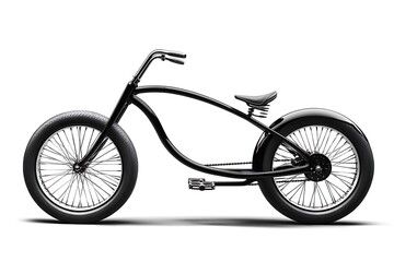 Sleek Black Lowrider Cruiser Bicycle with Spoke Wheels, Studio Shot