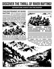 Rafting Poster Sketch art, old style