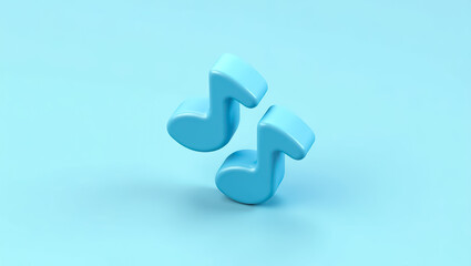 two 3d-rendered light-blue musical notes on a light-blue background