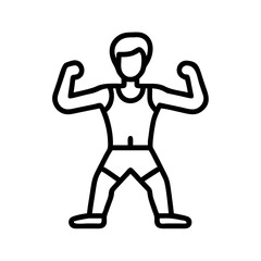 fitness man icon, fitness man line art - simple line art of fitness man, perfect for fitness man logos and icons and themed design 