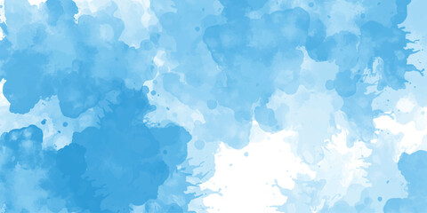 Abstract blue color clouds background, Vibrant clear blue sky with puffy and blurry natural clear clouds, watercolor background concept abstract cloudy sky  background