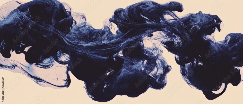 Poster Swirling smoke patterns create abstract art with transparency and depth in dark tones