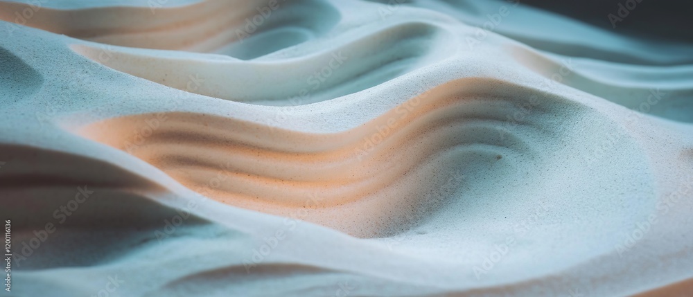 Poster Smooth sands create gentle waves under soft daylight at a serene coastline