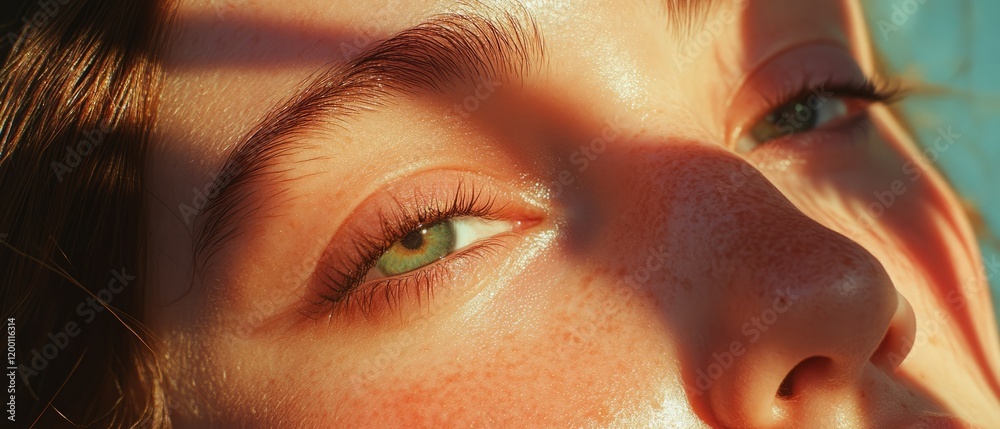Poster Smooth skin with soft texture highlighted by natural light and shadows showcasing varied tones